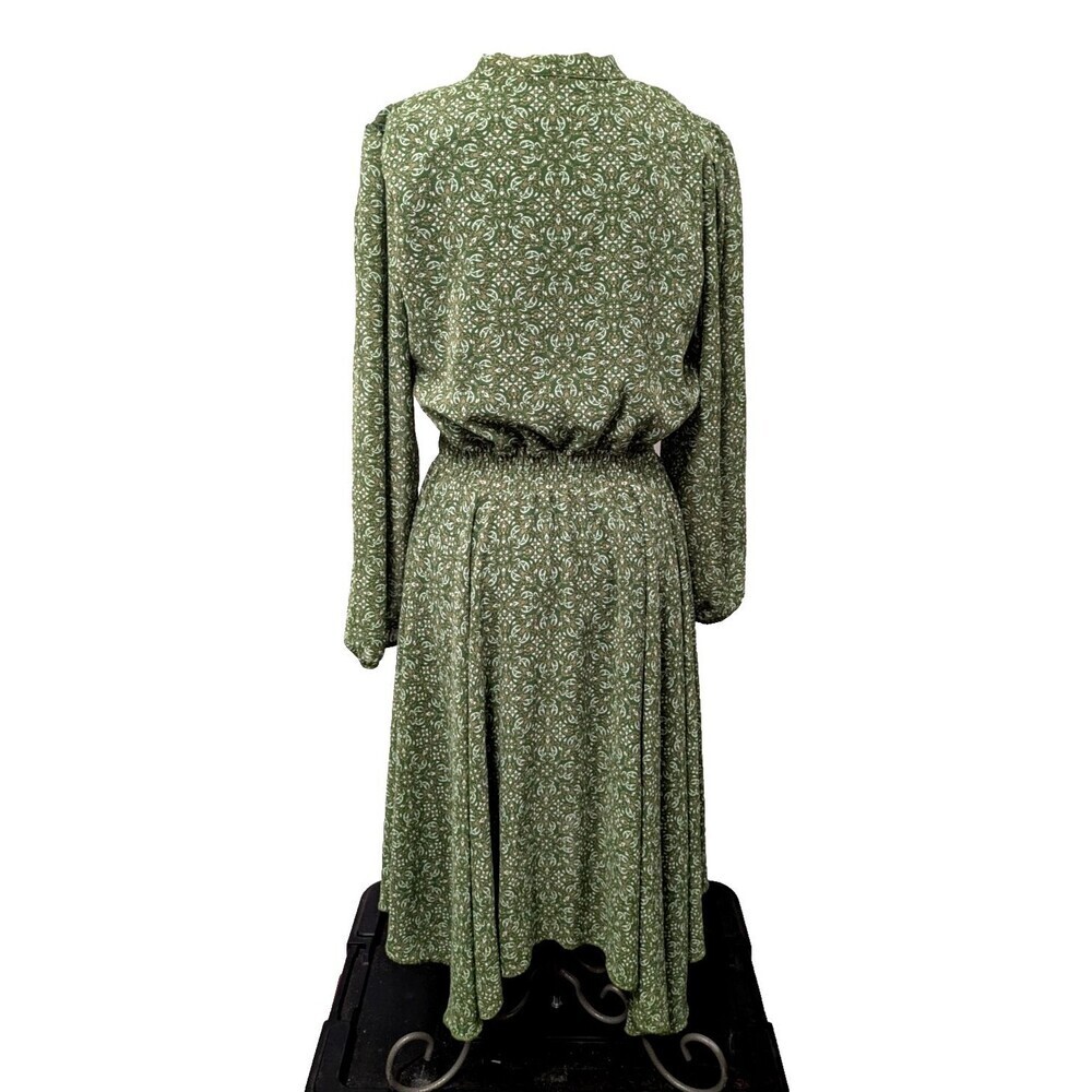 Lark & Grey Green Paisley Floral Print Smocked Dress sz M Holiday Modest Peasant - Picture 8 of 13